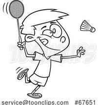 Cartoon Boy Playing Badminton by Toonaday