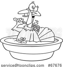 Cartoon Happy Turkey Bird Taking a Bath by Toonaday
