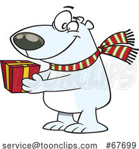 Cartoon Polar Bear Giving a Gift by Toonaday