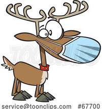 Cartoon Christmas Reindeer Waring a Face Mask by Toonaday