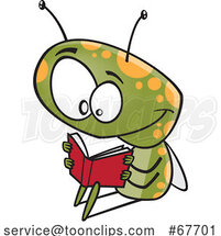 Cartoon Bug Reading a Book by Toonaday