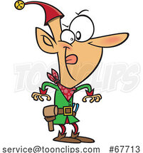 Clipart Cartoon Christmas Elf Ready to Make a Quick Draw by Toonaday