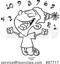 Clipart Outline Cartoon Boy Celebrating the New Year by Toonaday