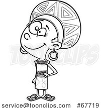 Clipart Outline Cartoon South African Girl by Toonaday
