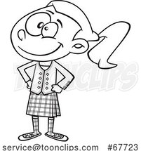 Clipart Outline Cartoon Scottish Girl by Toonaday