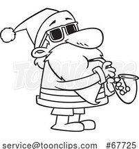 Clipart Outline Cartoon Santa Playing a Saxophone by Toonaday