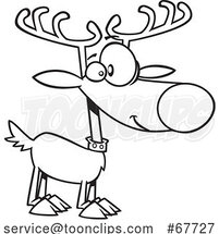 Clipart Outline Cartoon Maskless Christmas Reindeer by Toonaday