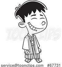 Clipart Outline Cartoon Japanese Boy by Toonaday
