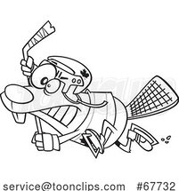 Clipart Outline Cartoon Hockey Beaver by Toonaday