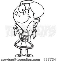 Clipart Outline Cartoon German Girl by Toonaday