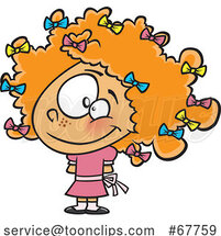 Clipart Cartoon Girl with Bows in Her Red Curly Hair by Toonaday