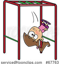 Clipart Cartoon Girl Falling off of Monkey Bars on a Playground by Toonaday