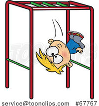 Clipart Cartoon Boy Falling off of Monkey Bars on a Playground by Toonaday