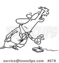 Cartoon Line Art Design of a Business Man Reaching for a Wallet on a String by Toonaday