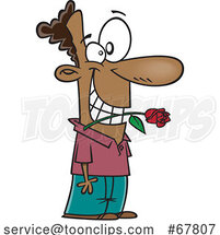 Cartoon Guy Biting a Rose and Being Romantic by Toonaday