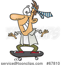 Cartoon Guy Skateboarding like a Kid in the Office by Toonaday