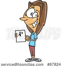 Cartoon Lady Holding a Good Grade by Toonaday
