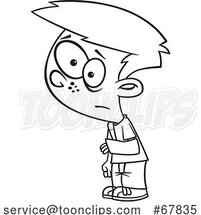 Cartoon Black and White Boy with His Arm in a Sling by Toonaday