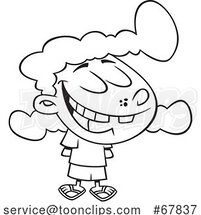Cartoon Black and White Toothless Girl Grinning by Toonaday
