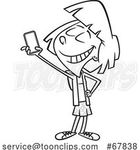 Cartoon Black and White Girl Taking a Selfie by Toonaday