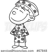 Cartoon Black and White Viatnamese Boy by Toonaday