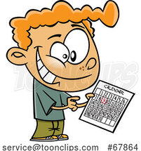 Cartoon Boy Holding a Calendar for Red Letter Day by Toonaday