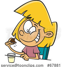 Cartoon Girl Eating a Cookie with Milk by Toonaday