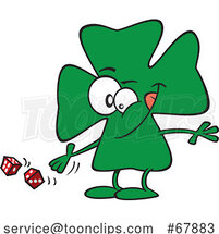 Cartoon Lucky Clover Character Rolling Dice by Toonaday