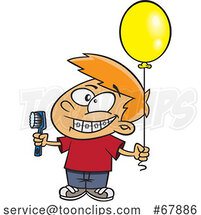 Cartoon Boy Grinning and Visiting with a Toothbrush and Balloon by Toonaday
