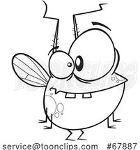 Cartoon Black and White Chubby Fly by Toonaday