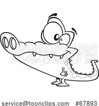 Cartoon Black and White Cute Baby Crocodile by Toonaday