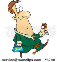 Cartoon Business Man Walking and Eating a Donut by Toonaday
