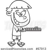 Cartoon Black and White Boy Playing Scrabble by Toonaday