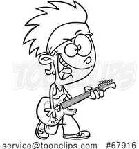 Cartoon Black and White Rock Star Boy by Toonaday