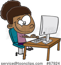 Cartoon Girl Typing on a Computer by Toonaday