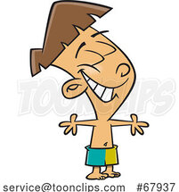 Cartoon Boy Wearing Swim Shorts and Soaking up the Sunshine by Toonaday