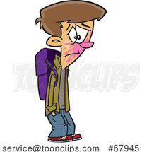 Cartoon Boy with Popped Bubble Gum on His Face by Toonaday
