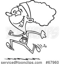 Cartoon Black and White Happy Lady Running a Mothers Day Race by Toonaday