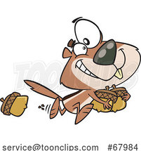 Cartoon Chipmunk Running with Acorns by Toonaday