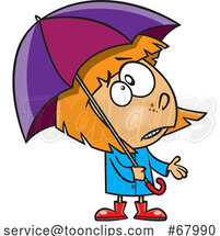Cartoon Girl Ready for Spring Rain by Toonaday