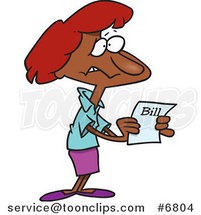 Cartoon Lady Holding a past Due Bill by Toonaday