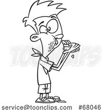 Cartoon Outline Boy Eating Sloppy Joes by Toonaday