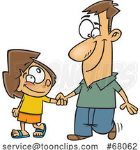 Cartoon Father and Daughter Holding Hands by Toonaday