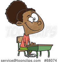 Cartoon Girl Sitting at a Desk by Toonaday
