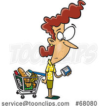 Cartoon Lady Shopping and Reading Food Nutrition Labels by Toonaday