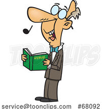 Cartoon Senior Guy Singing Hymns by Toonaday