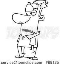 Black and White Cartoon Silenced Guy with a Zippered Mouth by Toonaday