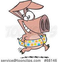 Cartoon Beach Hog with an Inner Tube by Toonaday