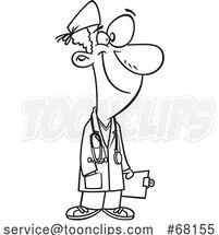 Cartoon Black and White Surgeon by Toonaday