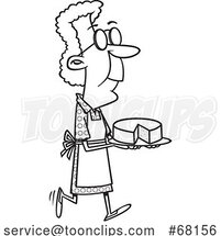 Cartoon Black and White Granny with a Sponge Cake by Toonaday